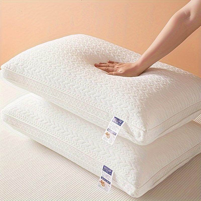 Comfortable Bed Pillow with Net Edge & Wheat Ear Grid Design - My Store