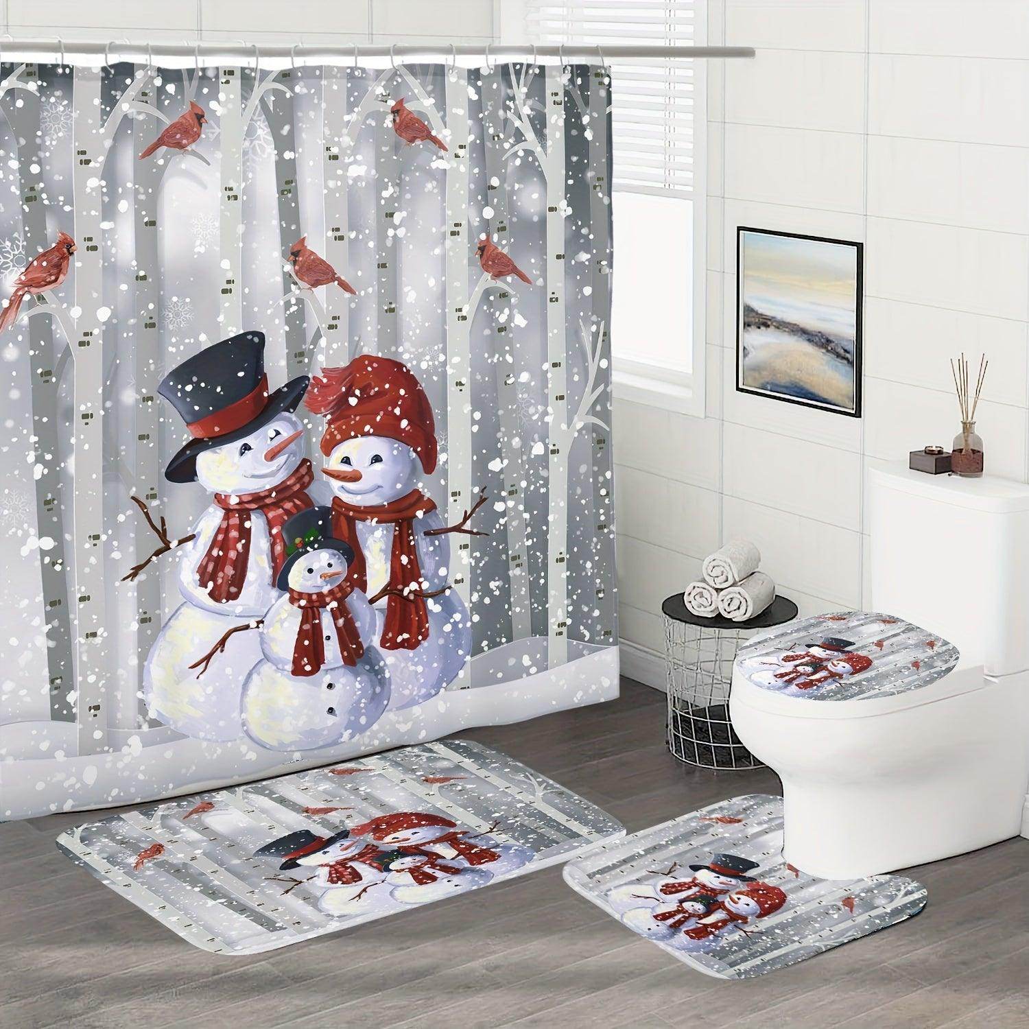 Christmas Snowman Shower Curtain Set - My Store