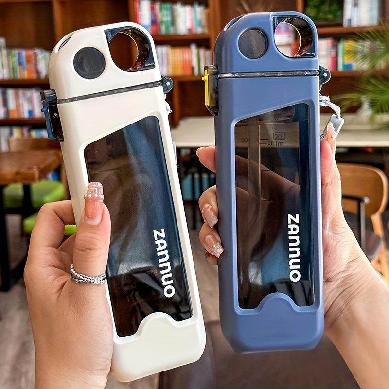 350ml Plastic Leakproof Square Water Bottle with Straw - My Store