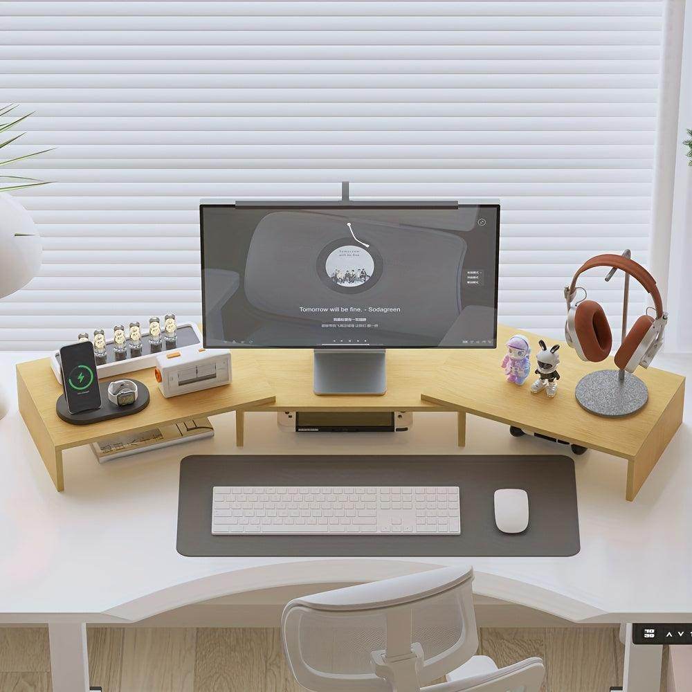Wooden Computer Monitor Stand with Expandable Storage - My Store