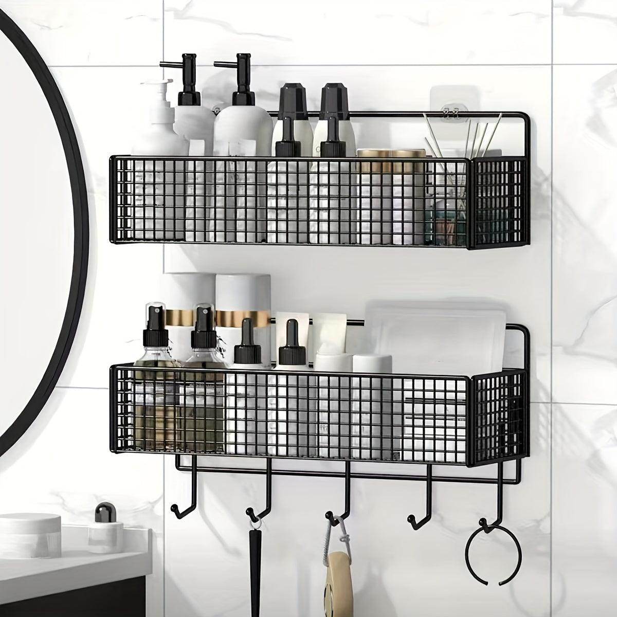 Wall-Mounted Bathroom Storage Rack with Golden Tubes - My Store