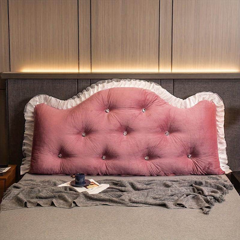 1pc Luxury Velvet Bed Headrest with Lace Trim - My Store