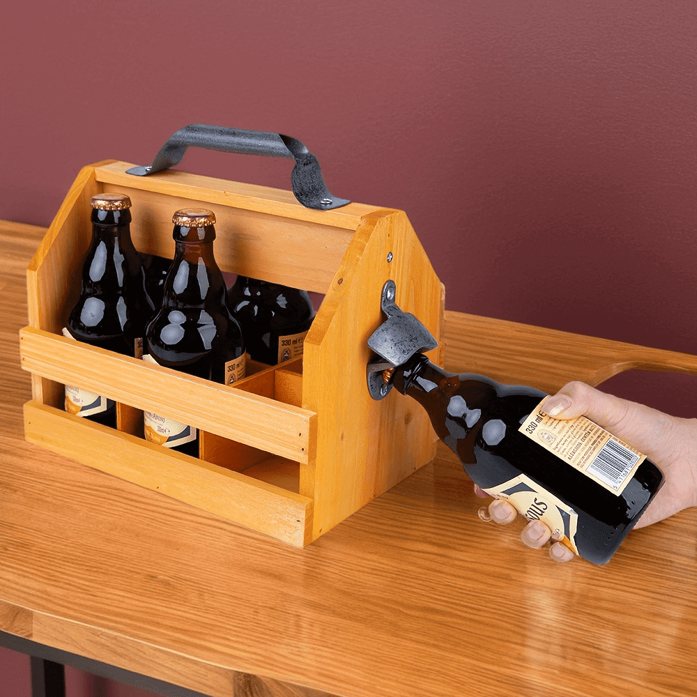 Tabletop Wooden Wine Rack with Metal Opener - My Store