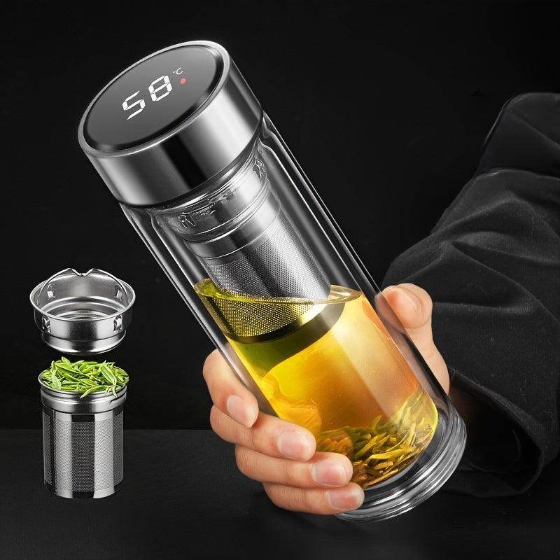 Double-Layer Glass Tea Bottle with Temperature Display - My Store