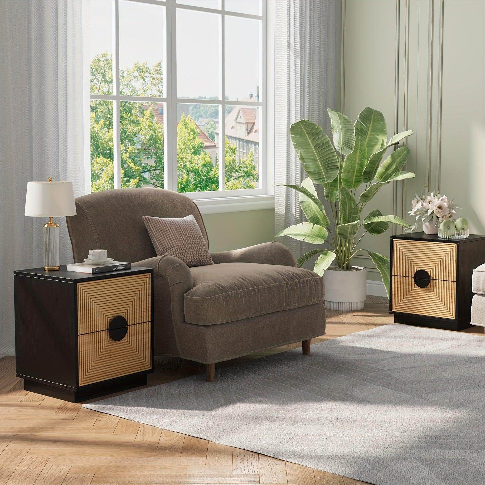 2 - Drawer Nightstand: Modern Design, Bamboo Build For Durability - My Store