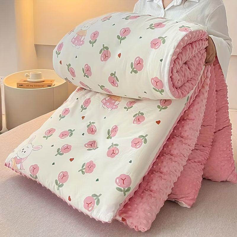 Pink Rose Floral - Warm Thick Blanket. - My Store