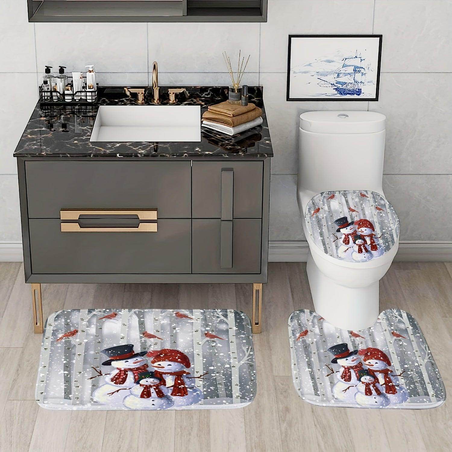 Christmas Snowman Shower Curtain Set - My Store