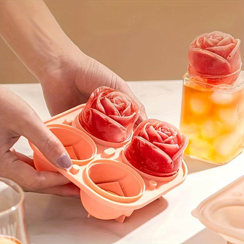 Rose-Shaped Ice Cube Mold - 4 Grids Multipurpose Tray - My Store