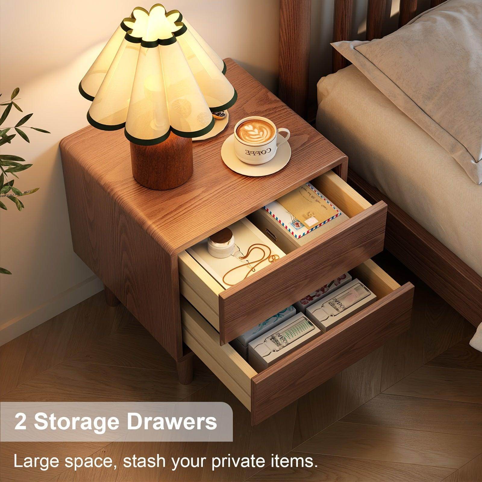 Solid Wood Nightstand with Drawers - My Store