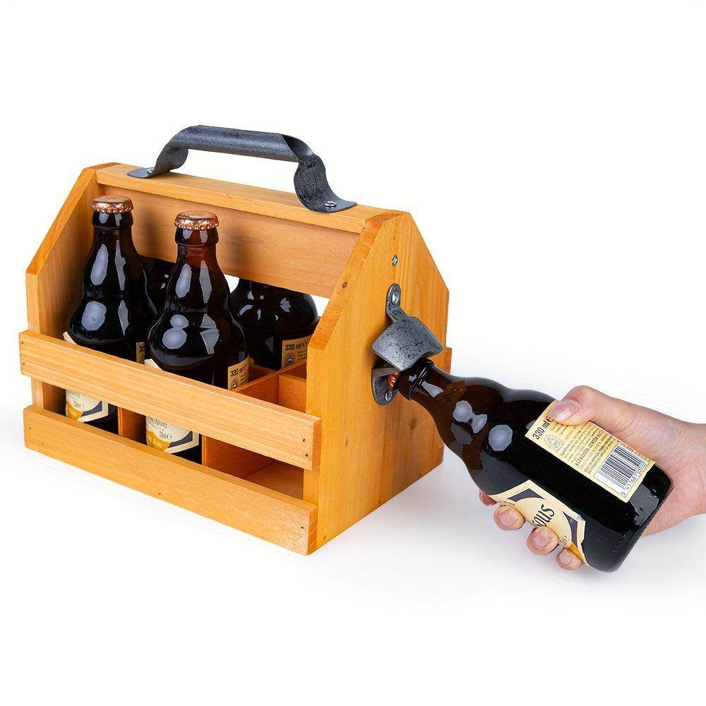 Tabletop Wooden Wine Rack with Metal Opener - My Store