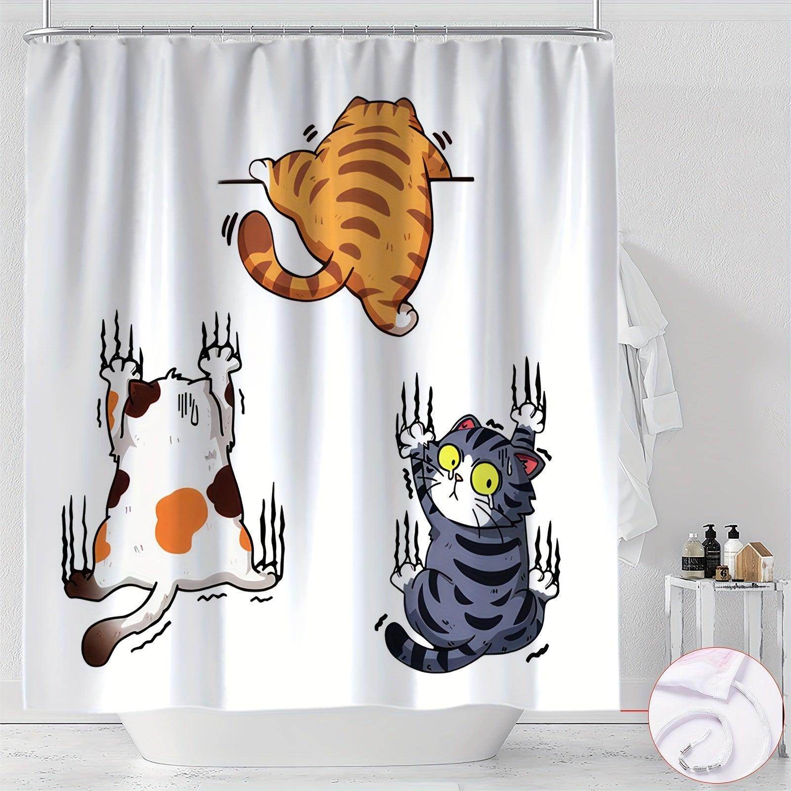 Cartoon Climbing Cats Shower Curtain - My Store