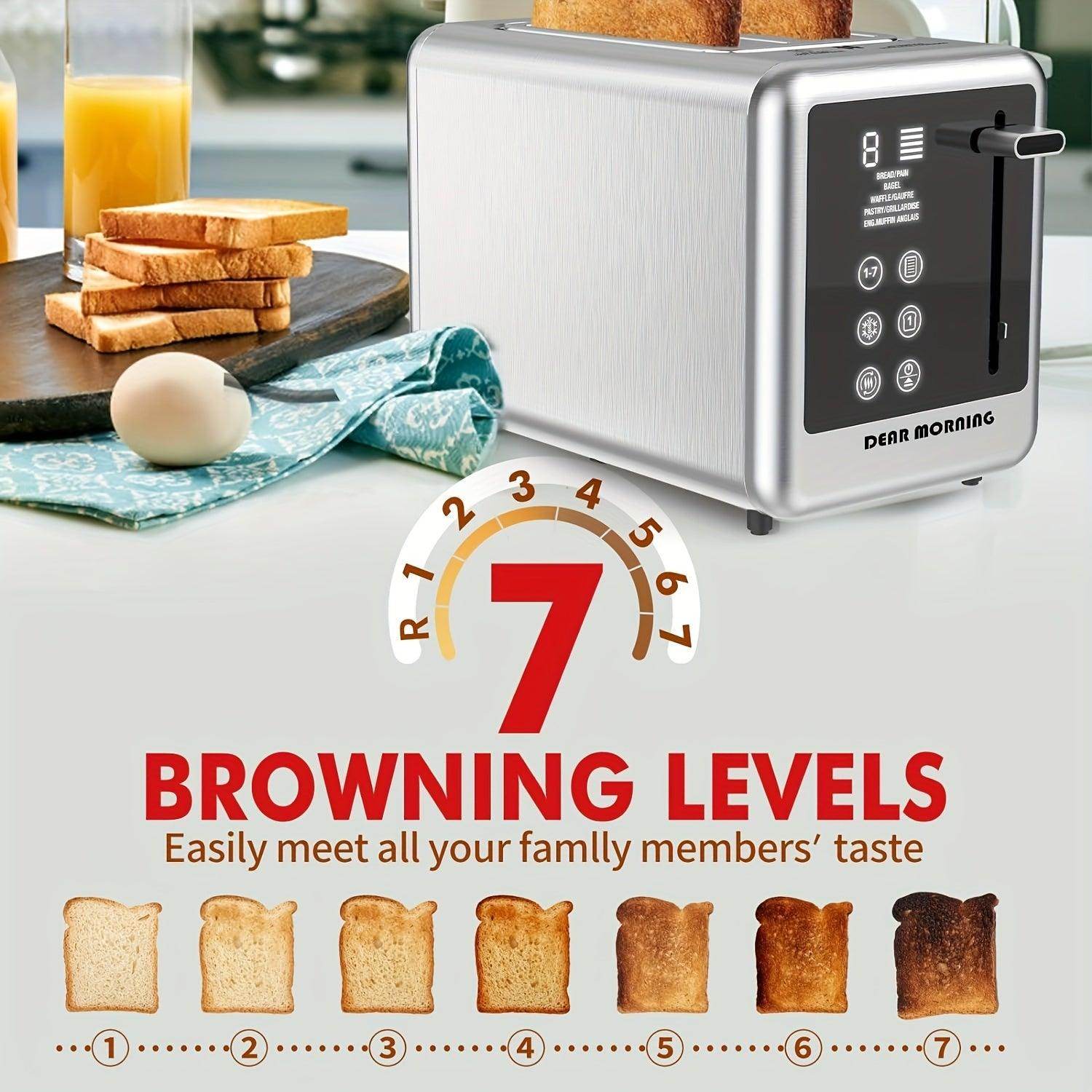 2 Slice Digital Touch Screen Stainless Toaster - My Store