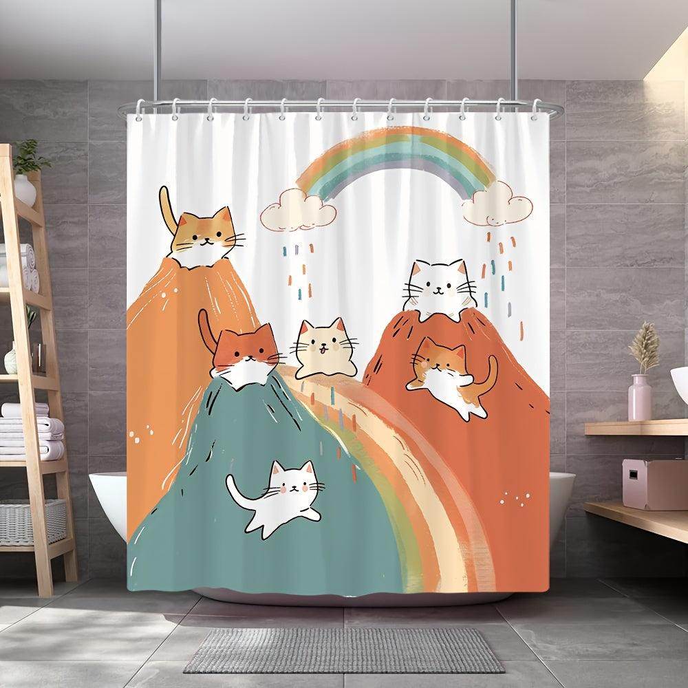 Rainbow Cat Cartoon Shower Curtain - My Store
