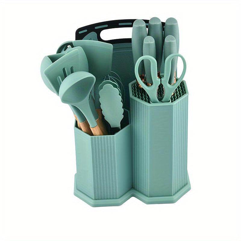 19pcs Silicone Kitchenware Set, Storage Bucket - My Store