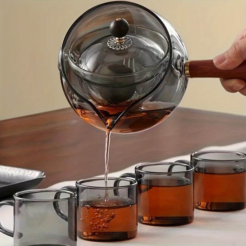 360-Degree Rotating Glass Teapot with Side Handle - 500ml - My Store