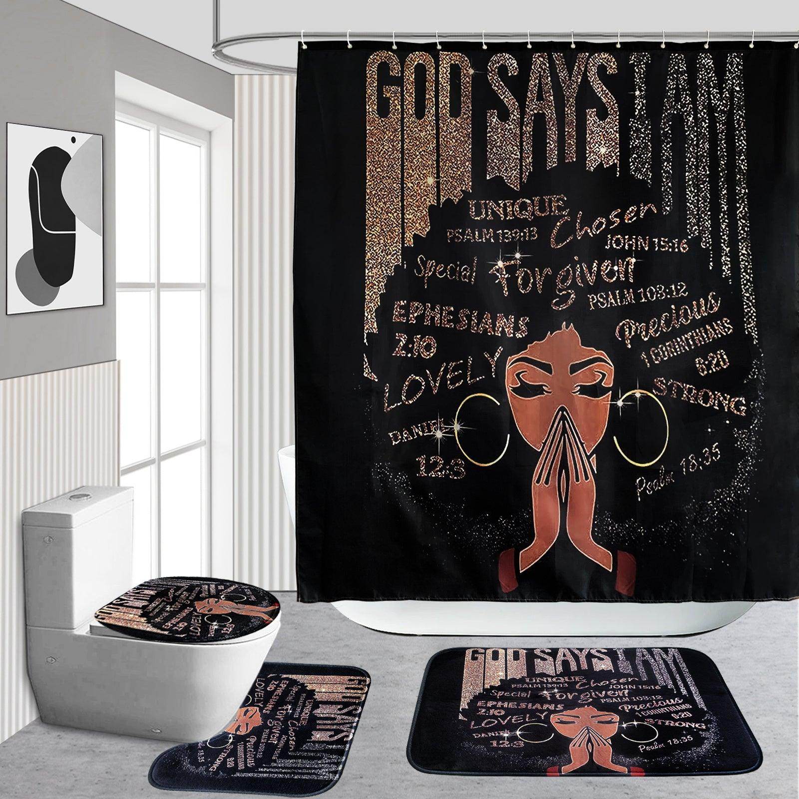 Black Girl Pattern Shower Curtain Set - My Store