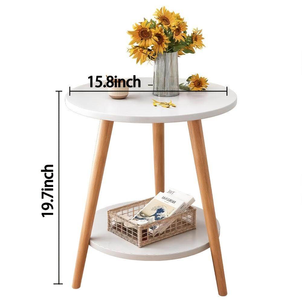 1pc Modern White Wooden Side Table with Tripod Base - My Store