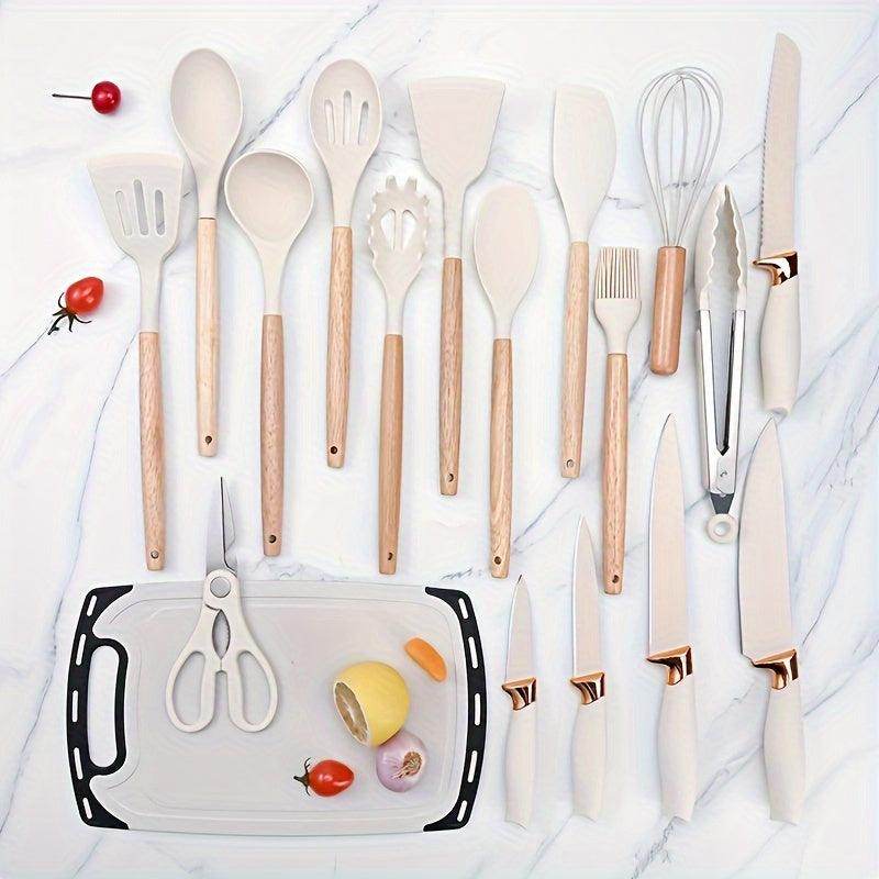 19pcs Silicone Kitchenware Set, Storage Bucket - My Store