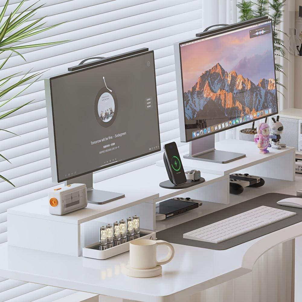 Wooden Computer Monitor Stand with Expandable Storage - My Store