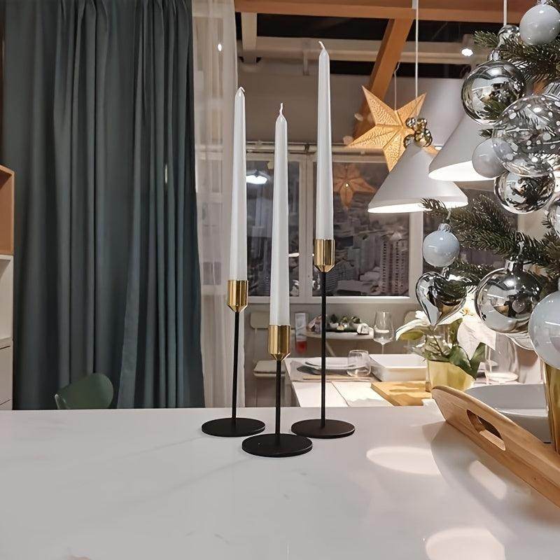3-Piece Brass & Black Cone Candlestick Set - My Store