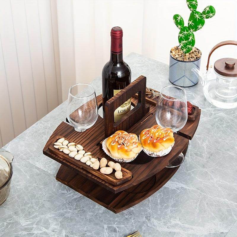 Portable Wooden Picnic Wine Rack and Food Holder - My Store