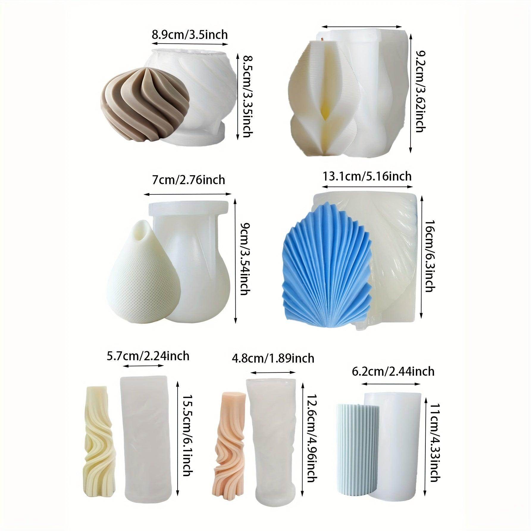 7pcs Geometric Striped Silicone Candle Molds - My Store