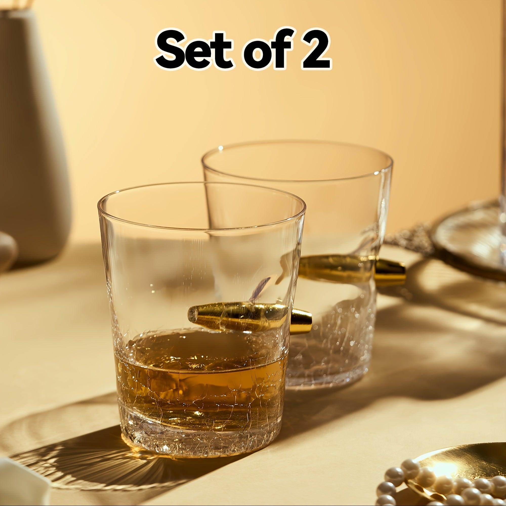 Handmade Crackle Bullet Whiskey Glasses - Set of 2 - My Store