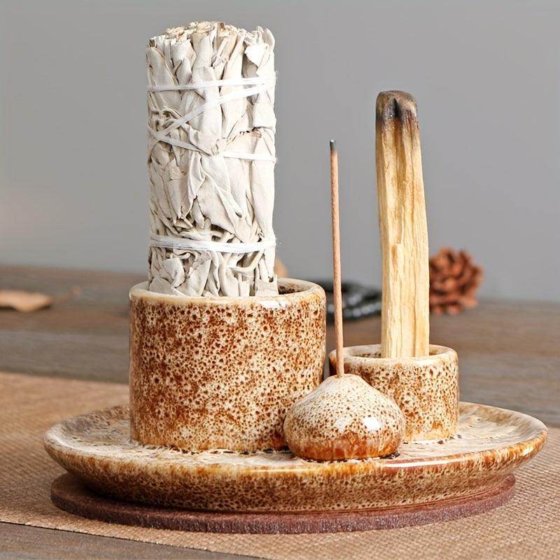 Morandi-Inspired Ceramic Candle & Incense Holder - My Store