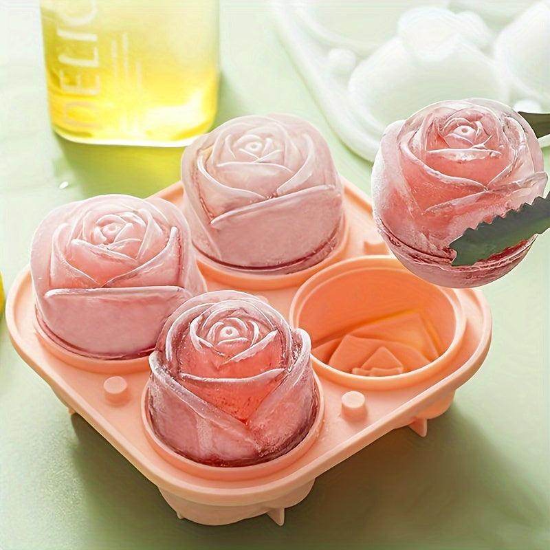Rose-Shaped Ice Cube Mold - 4 Grids Multipurpose Tray - My Store
