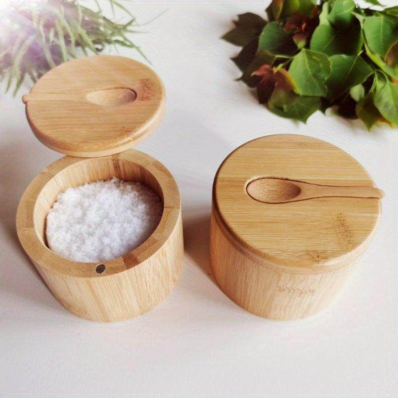 Wooden Salt Box with Lid – Spice Storage Container - My Store