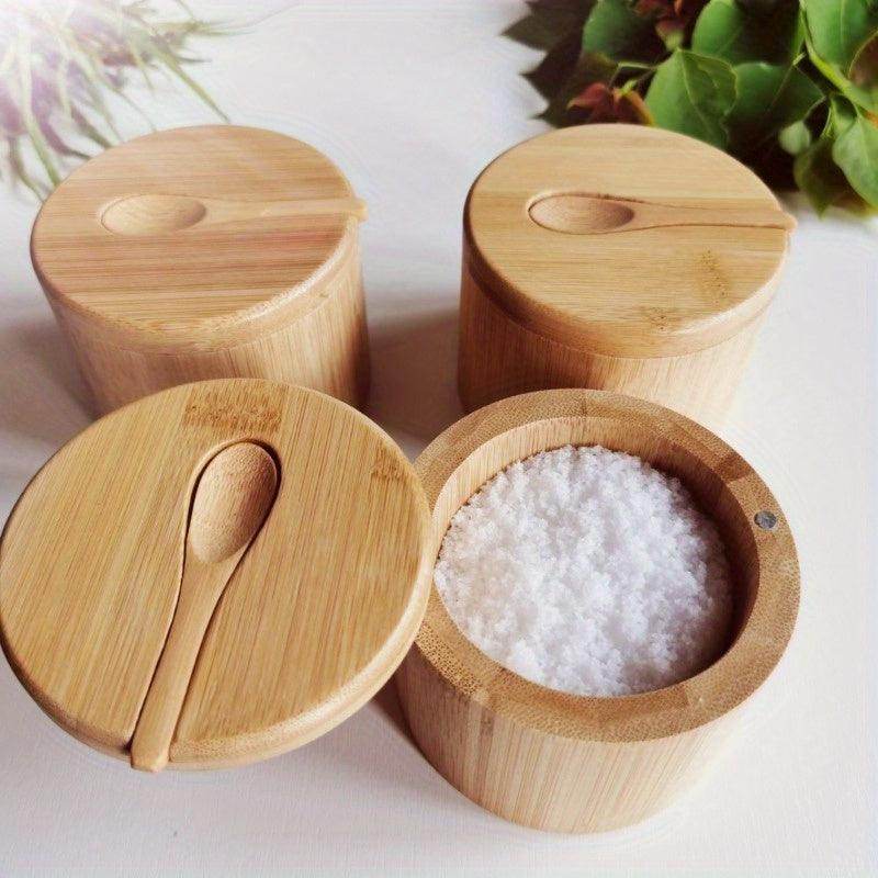 Wooden Salt Box with Lid – Spice Storage Container - My Store