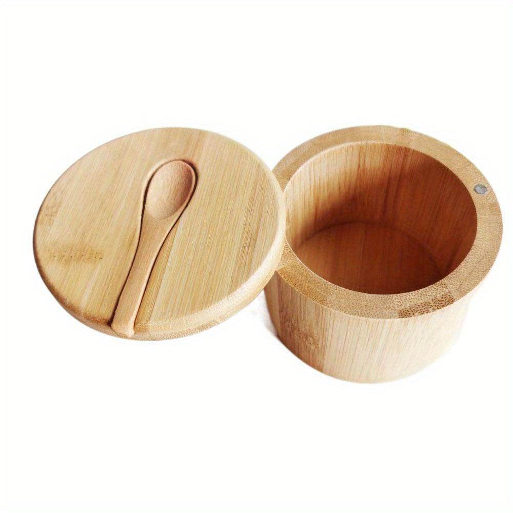 Wooden Salt Box with Lid – Spice Storage Container - My Store