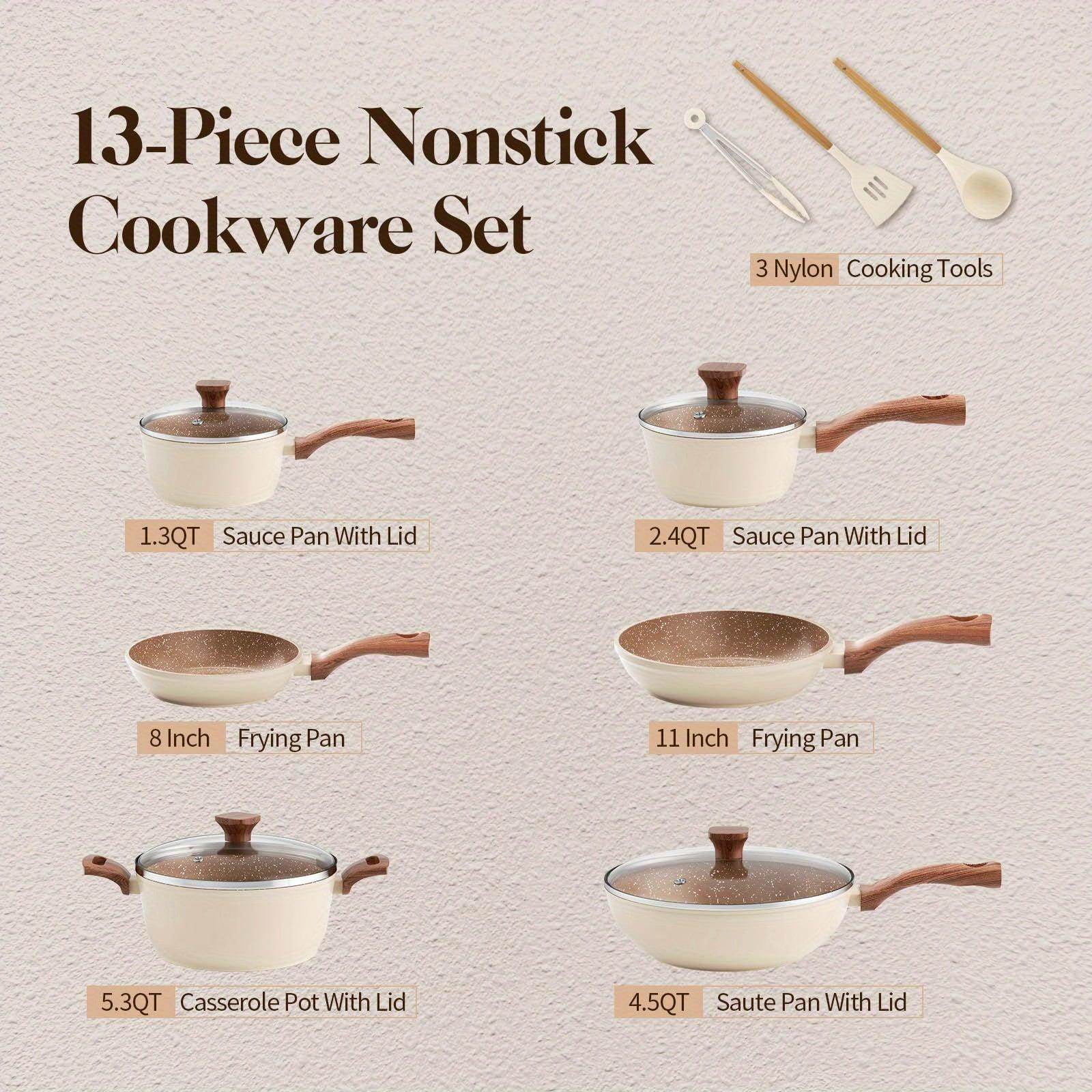 13-Piece Nonstick Cookware Set with Bakelite Handles - My Store