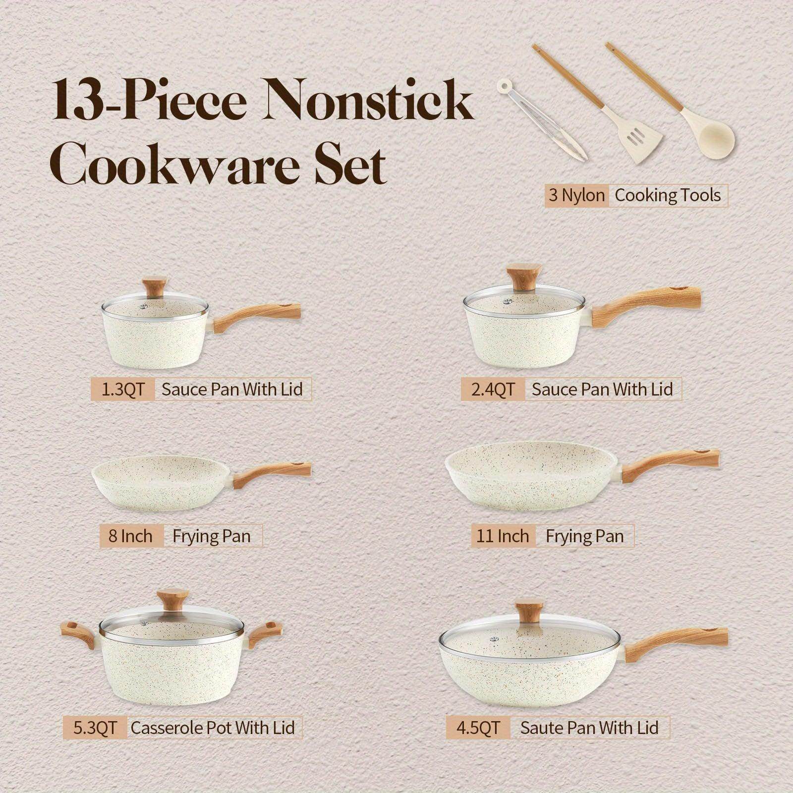 13-Piece Nonstick Cookware Set with Bakelite Handles - My Store