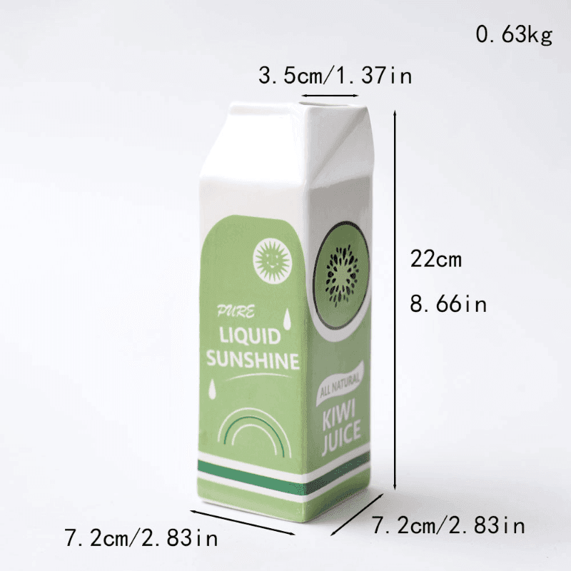 Art Deco Ceramic Kiwi Juice Carton Vase - My Store