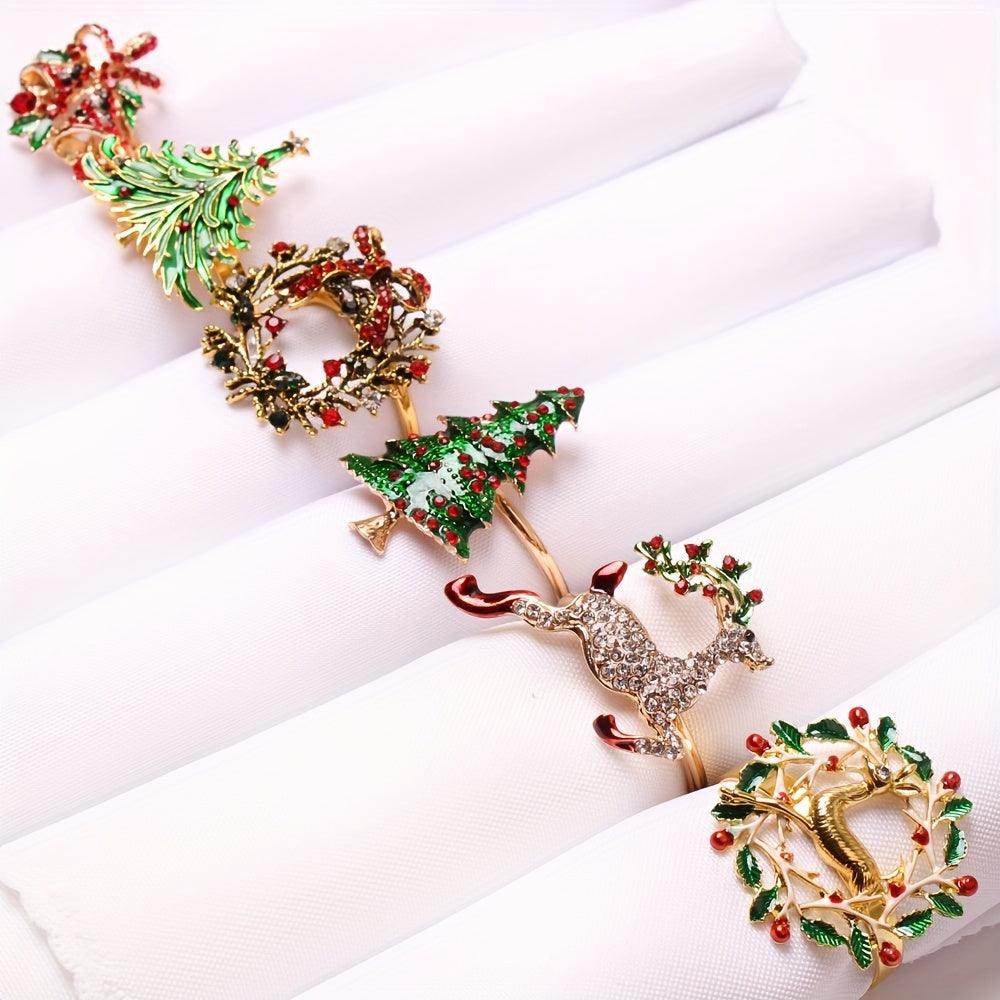 6pcs Elegant Golden Napkin Rings - Versatile Table Decor for Christmas - My Store