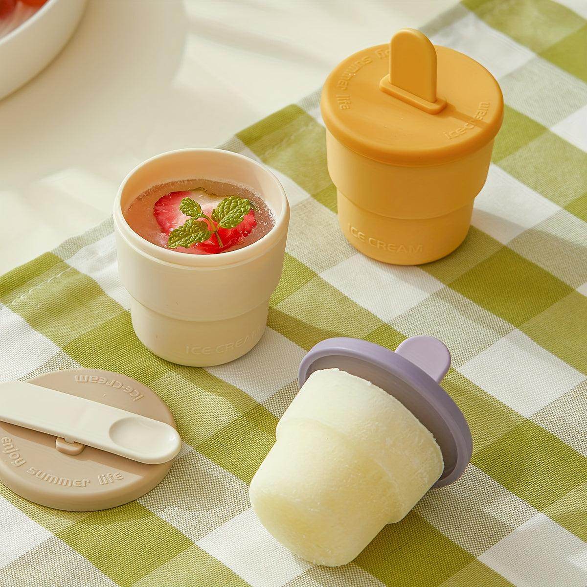 4PCS Reusable Silicone Popsicle Molds with Lids - My Store