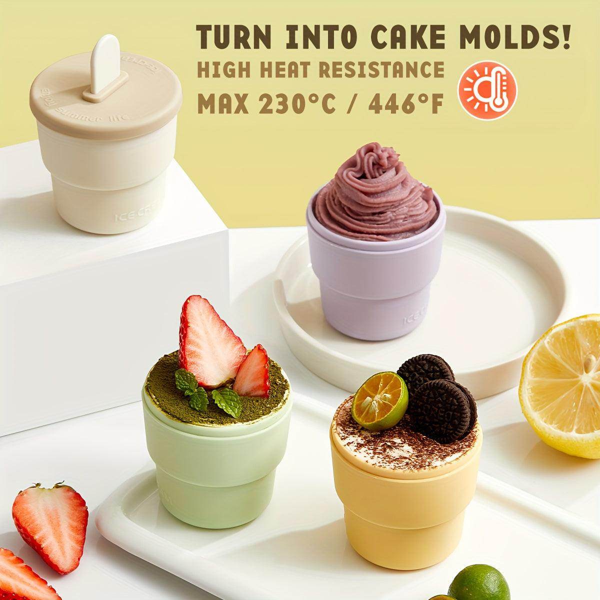 4PCS Reusable Silicone Popsicle Molds with Lids - My Store