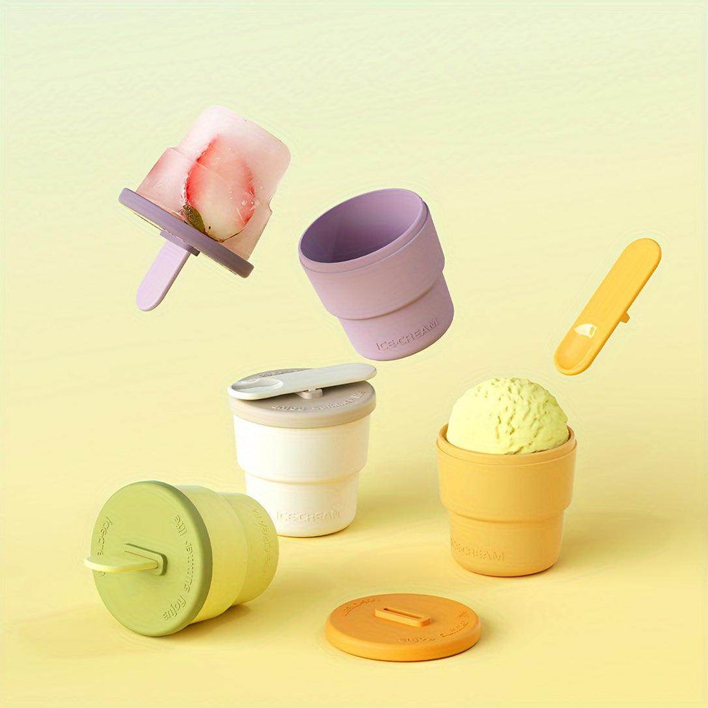 4PCS Reusable Silicone Popsicle Molds with Lids - My Store