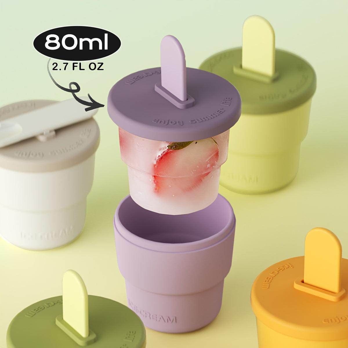 4PCS Reusable Silicone Popsicle Molds with Lids - My Store