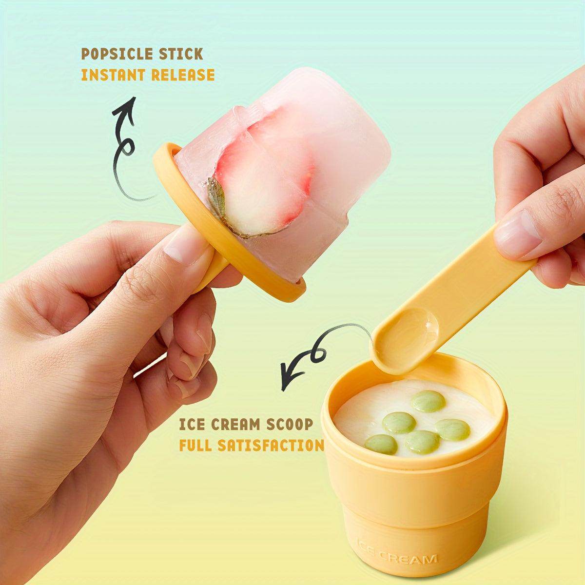 4PCS Reusable Silicone Popsicle Molds with Lids - My Store