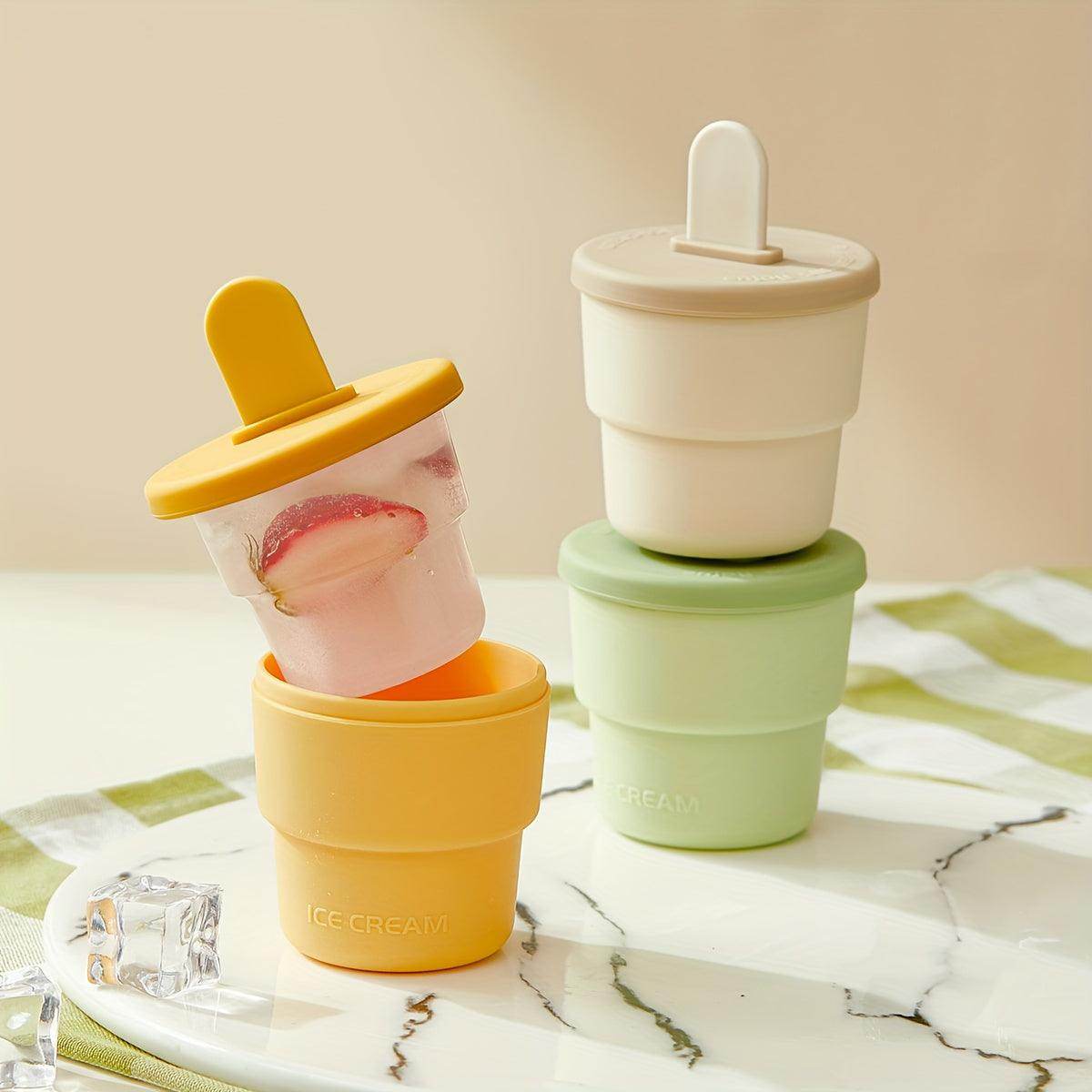 4PCS Reusable Silicone Popsicle Molds with Lids - My Store