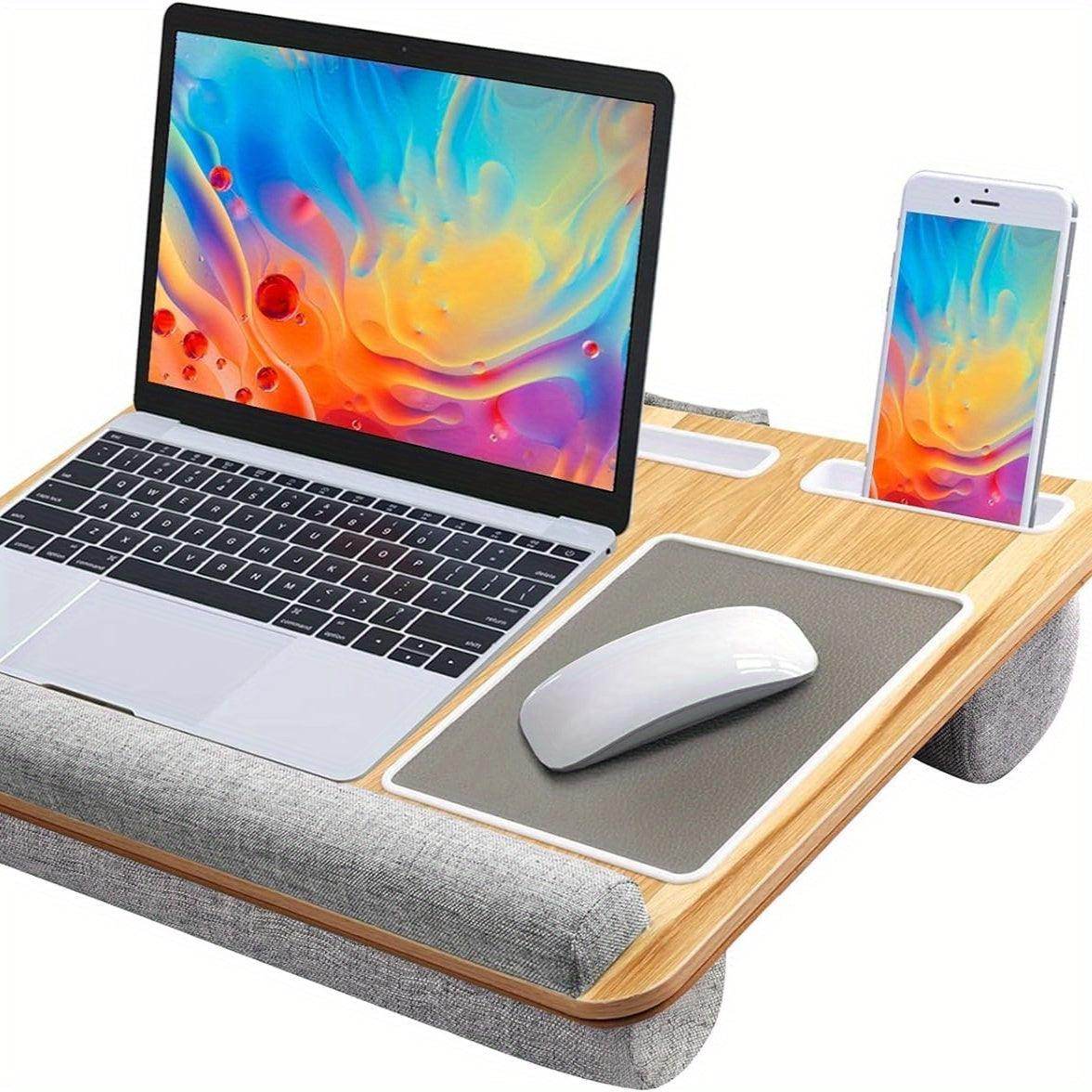 17-Inch Wood Grain Laptop Desk with Built-in Holders - My Store