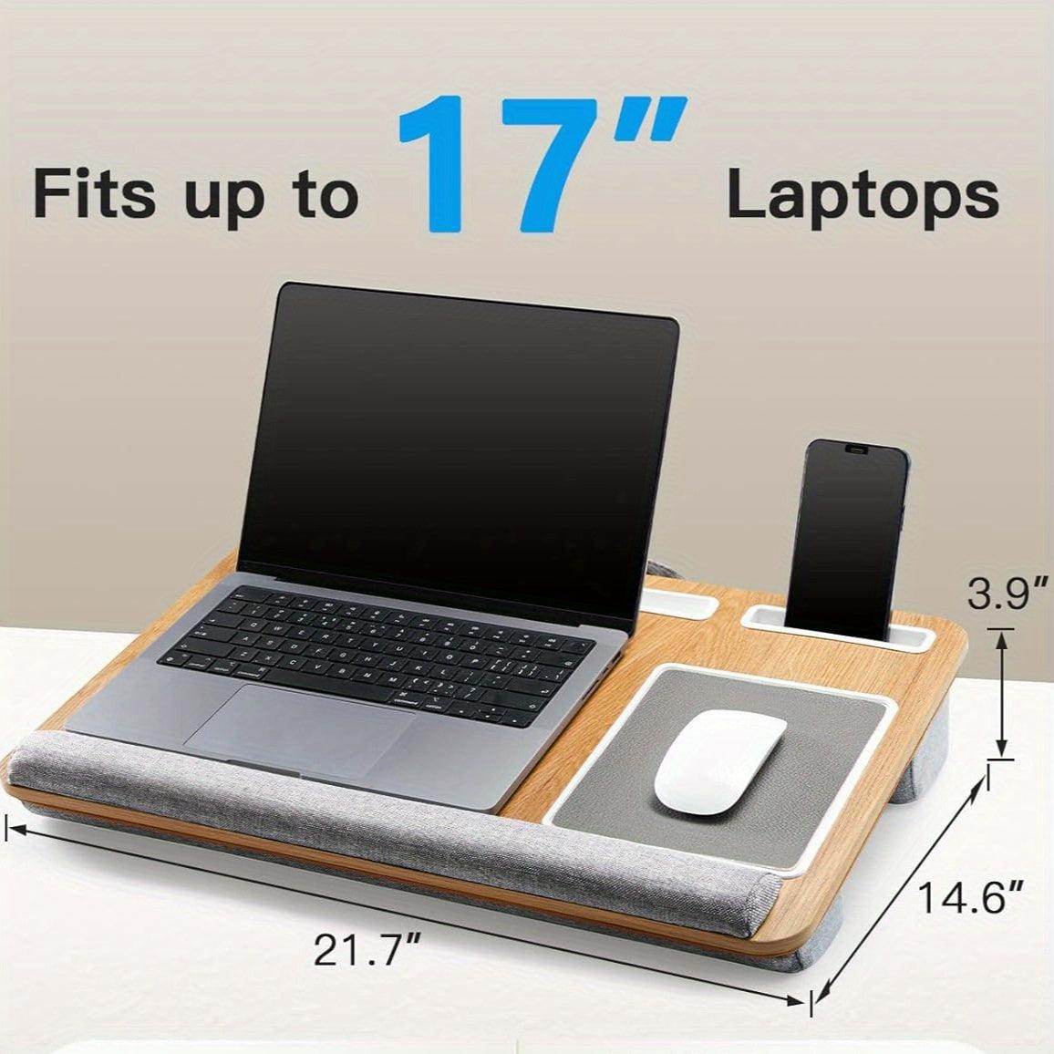 17-Inch Wood Grain Laptop Desk with Built-in Holders - My Store
