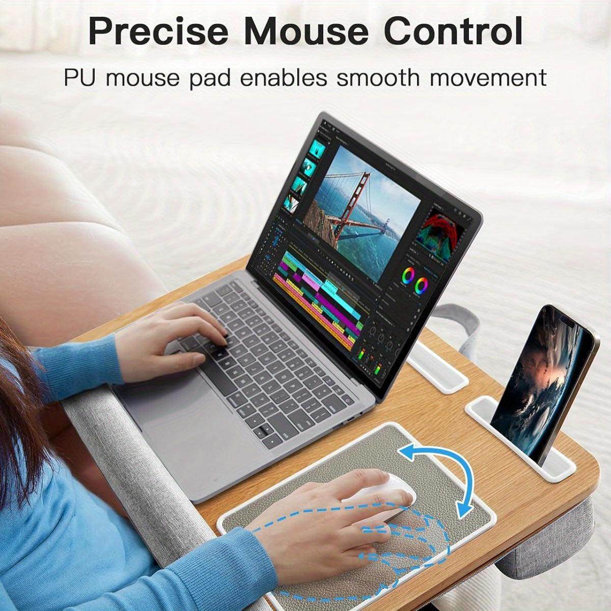 17-Inch Wood Grain Laptop Desk with Built-in Holders - My Store