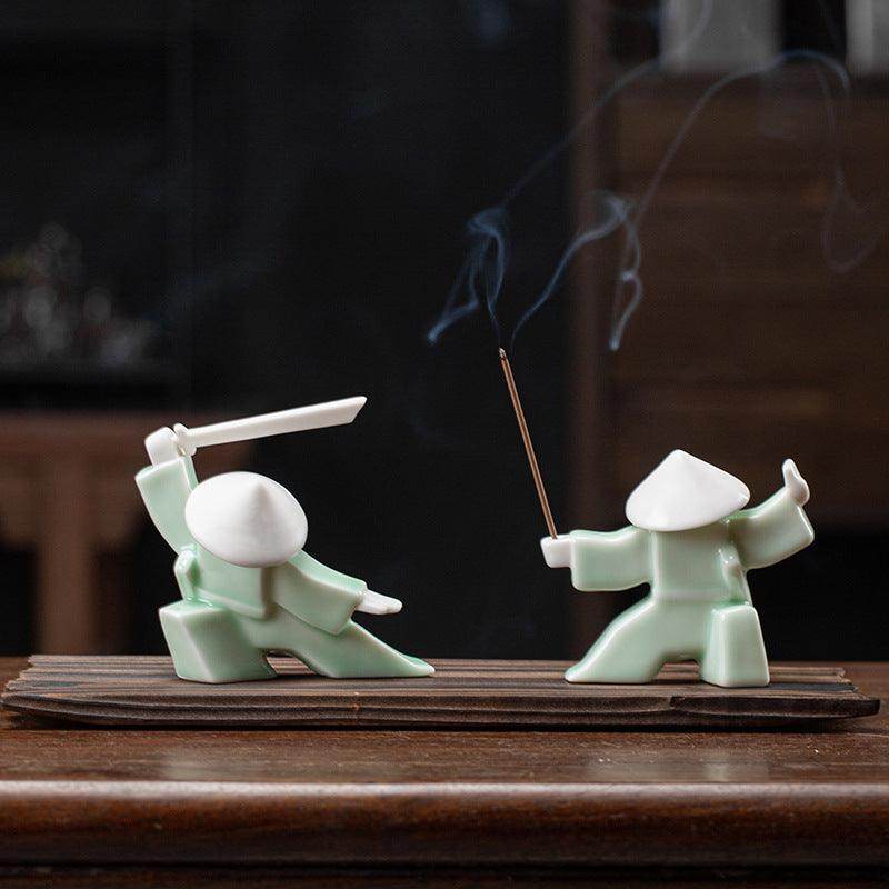 Samurai Decorative Figurines Ceramic Incense Holder Set - My Store