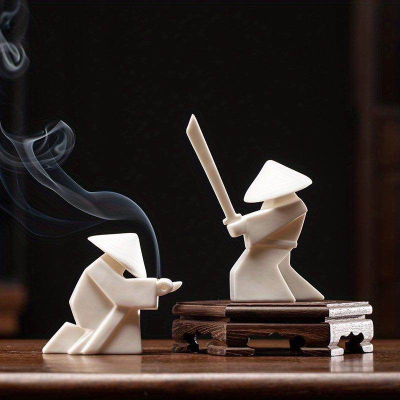 Samurai Decorative Figurines Ceramic Incense Holder Set - My Store