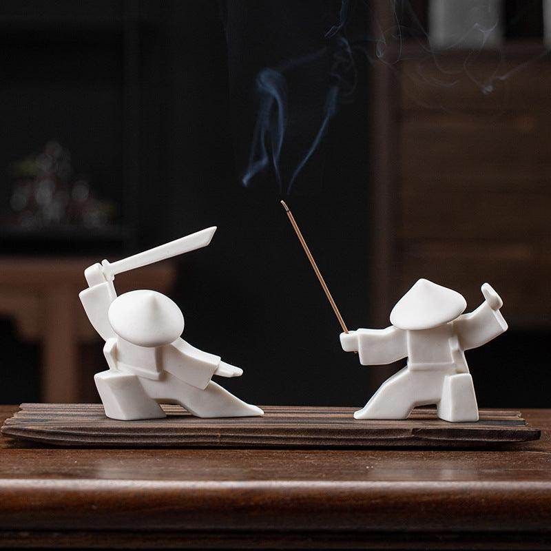 Samurai Decorative Figurines Ceramic Incense Holder Set - My Store