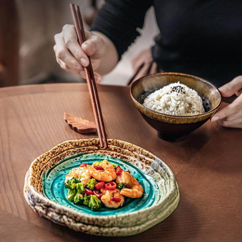 Retro Ice Crack Glaze Ceramic Salad Plate - My Store