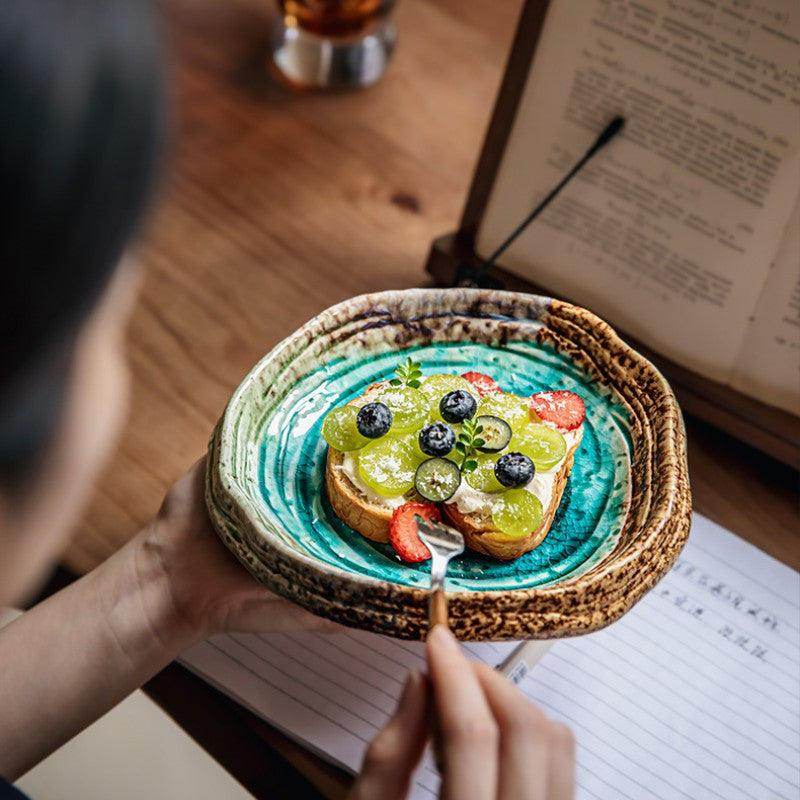 Retro Ice Crack Glaze Ceramic Salad Plate - My Store